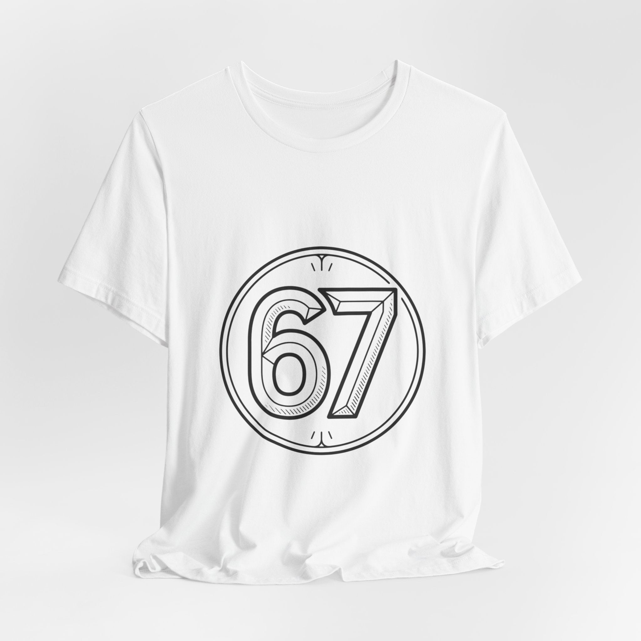 Vintage Number '67' Graphic Tee — Retro Athletic Circle Design